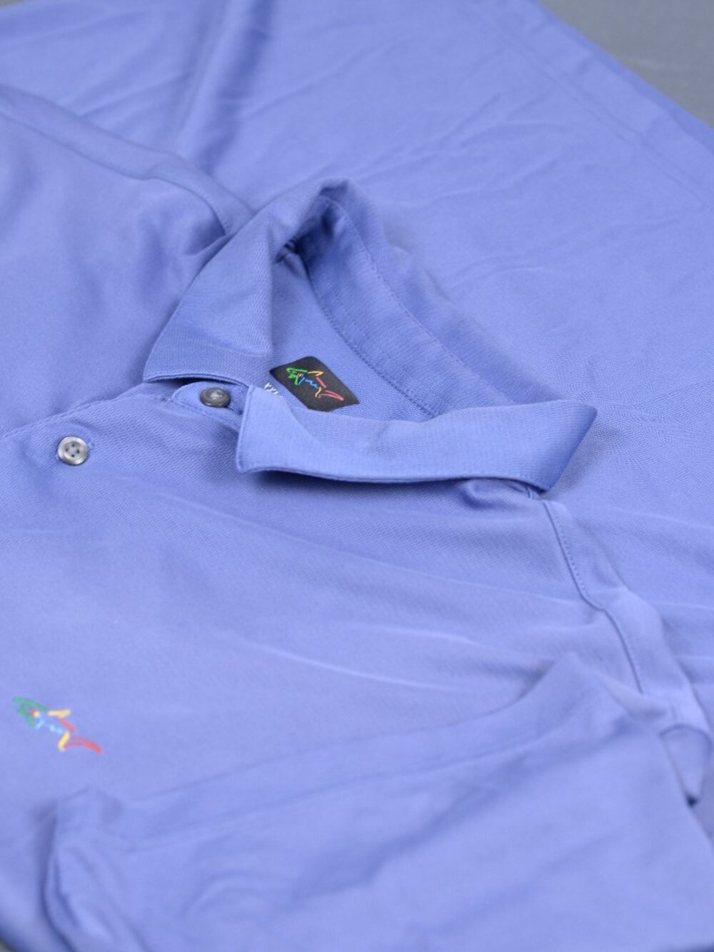 Greg Norman Men's Blue Short Sleeve Polo Golf Shirt Embroidered Shark Logo XXL